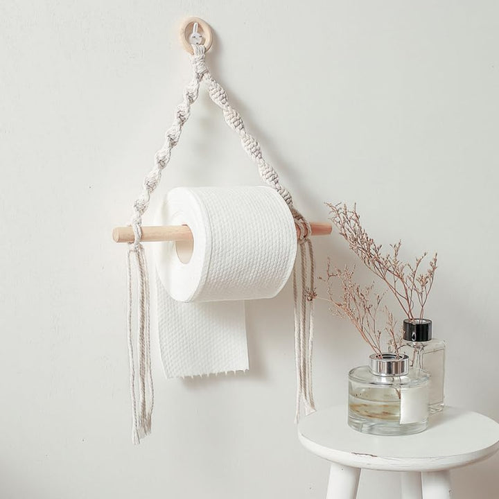 Cabilock Bohemian Makramee Handtuchhalter Aus Baumwollfaden 40X40Cm Wandbehang Für Badezimmer Deko U