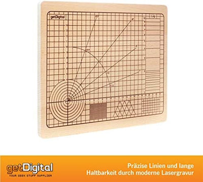 getDigital 11780 Schneidebrett Hochpräzision aus unbehandeltem Buchenholz mit Winkeln und geometrisc