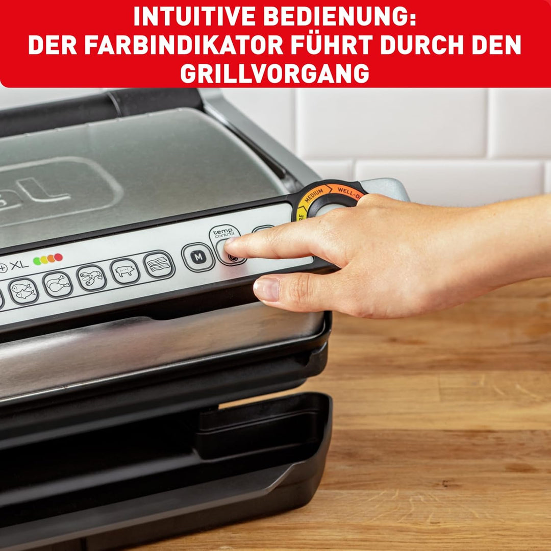 Tefal OptiGrill XL GC722D Kontaktgrill | XL-Grillfläche | Zusätzlichen Temperaturstufen | Automatisc