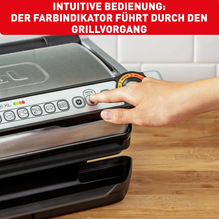 Tefal OptiGrill XL GC722D Kontaktgrill | XL-Grillfläche | Zusätzlichen Temperaturstufen | Automatisc