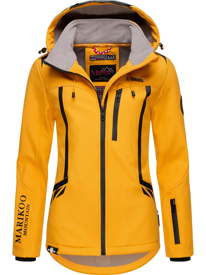 MARIKOO Damen Softshelljacke wasserdichte Funktionsjacke mit Abnehmbarer Kapuze Mount-Cho-Oyu XS Amb