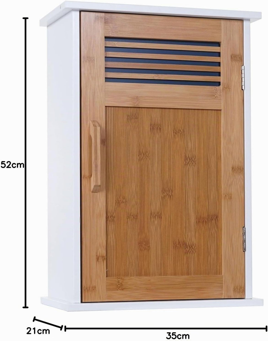 Mendler Hängeschrank HWC-A85, Badschrank Wandschrank Bambus, 52x35x21cm weiss