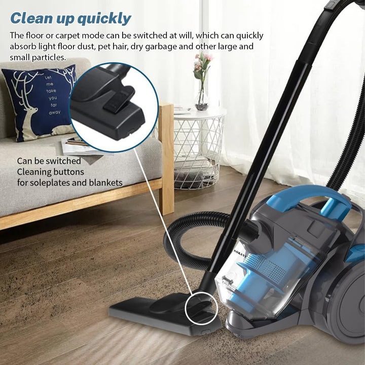Beutelloser Staubsauger, 2000 W, beutelloser Staubsauger mit Kabel, Kapazität von 1,8 l, HEPA-Filtra
