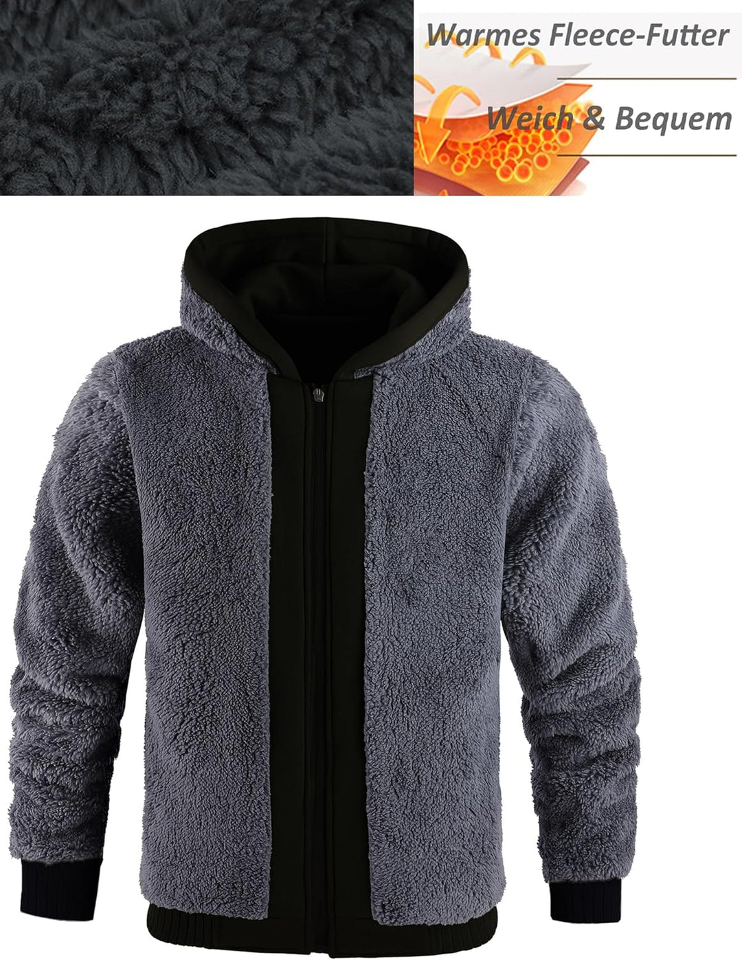 SwissWell Hoodies Herren Gefütterte Sweatjacke mit Kapuze Winter Jacke Reissverschluss Warmer Fleece