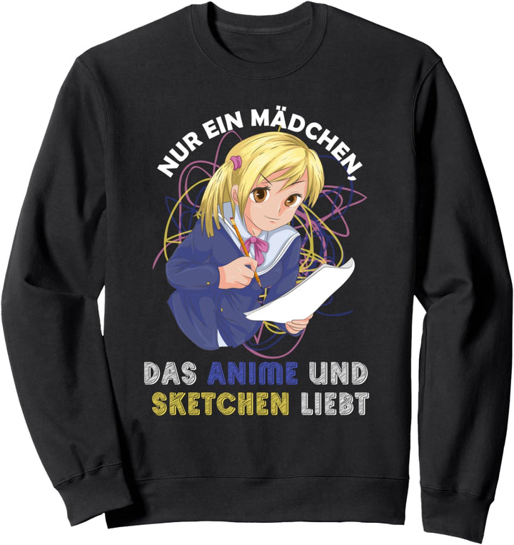 Japanischer Manga Sketchen Zeichnen Japan Anime Mädchen Sweatshirt