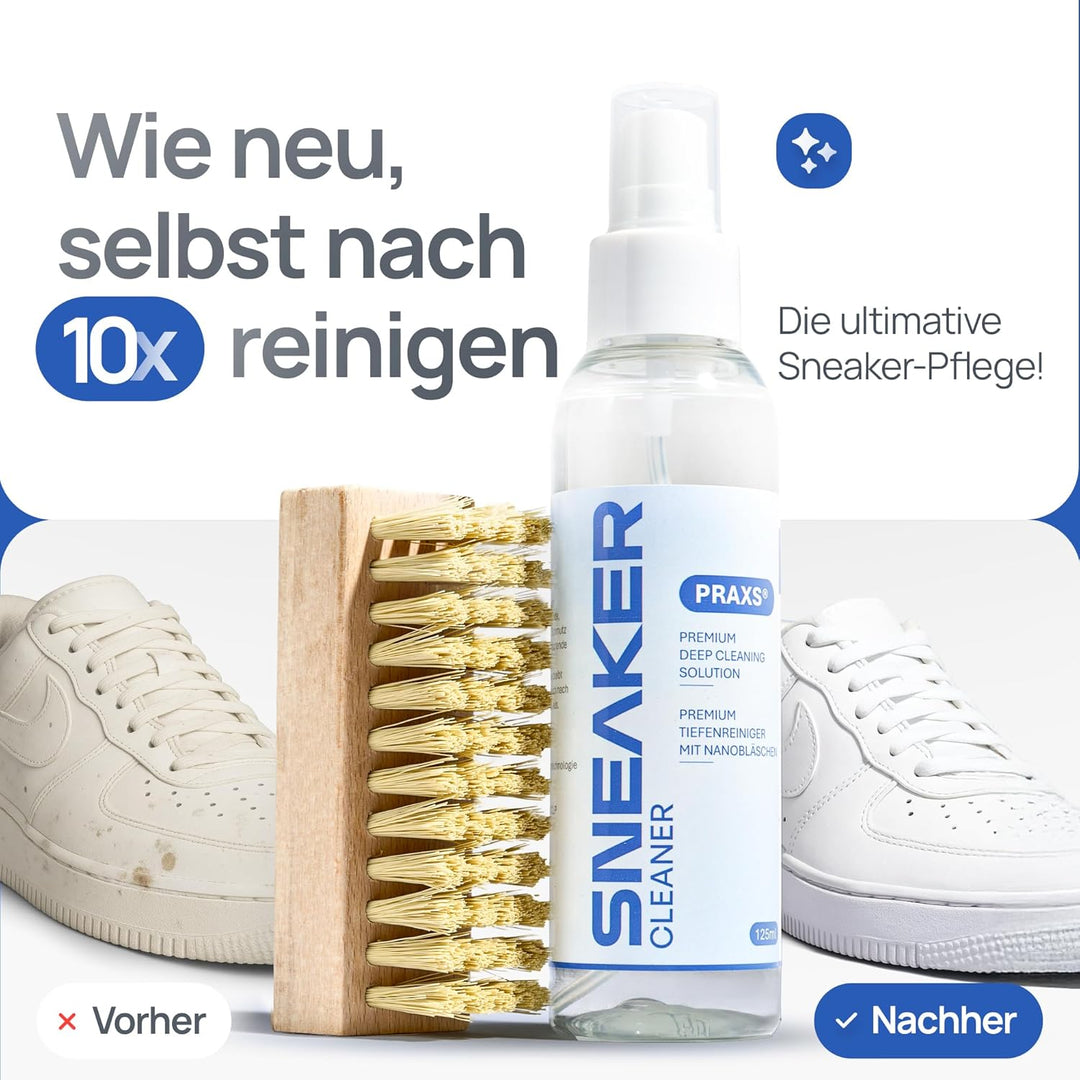 PRAXS® Sneaker Reiniger Set – Schuhreiniger & Sneaker Cleaner für Wildleder, Nubuk, Suede & Stoff –