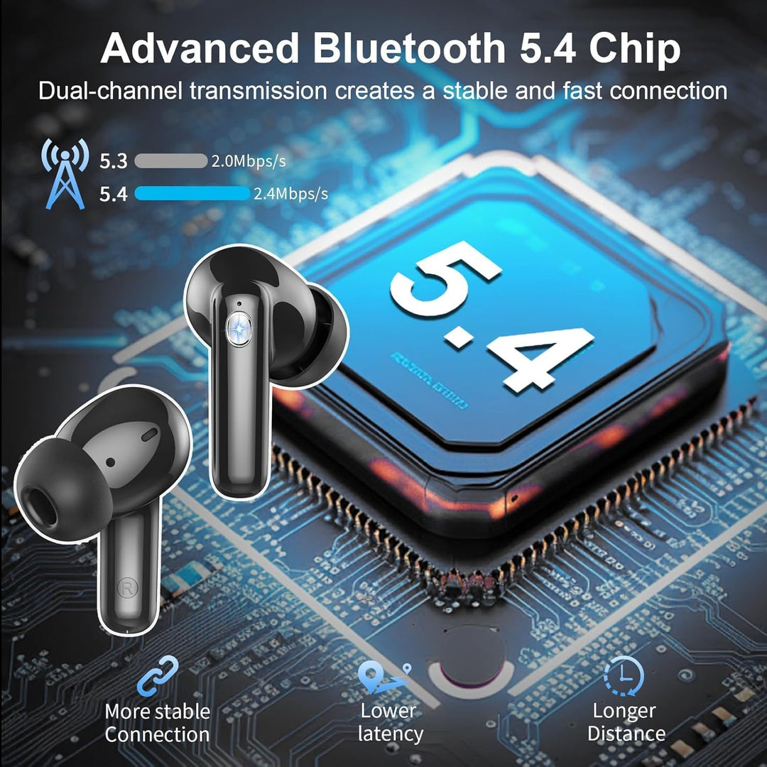 Kopfhörer Kabellos Bluetooth 5.4, Bluetooth Kopfhörer, 4 ENC Noise Cancelling Mics, 50 Std Spielzeit