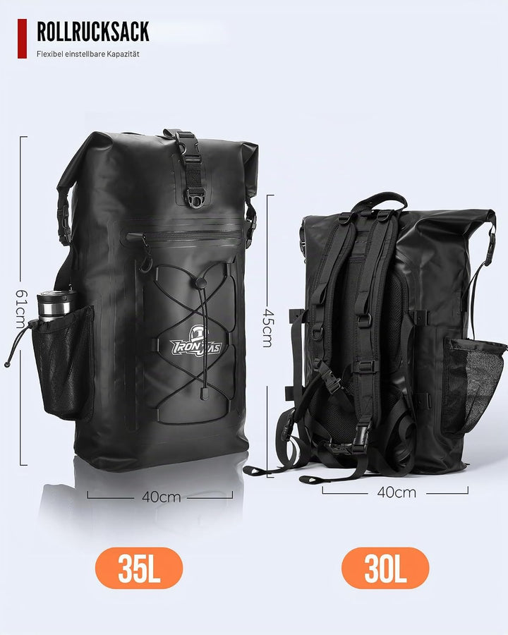 Wasserdicht Motorrad Rucksack 40L Verwendet Werden Rolltop Rucksack mit abnehmbaren Schultergurten P