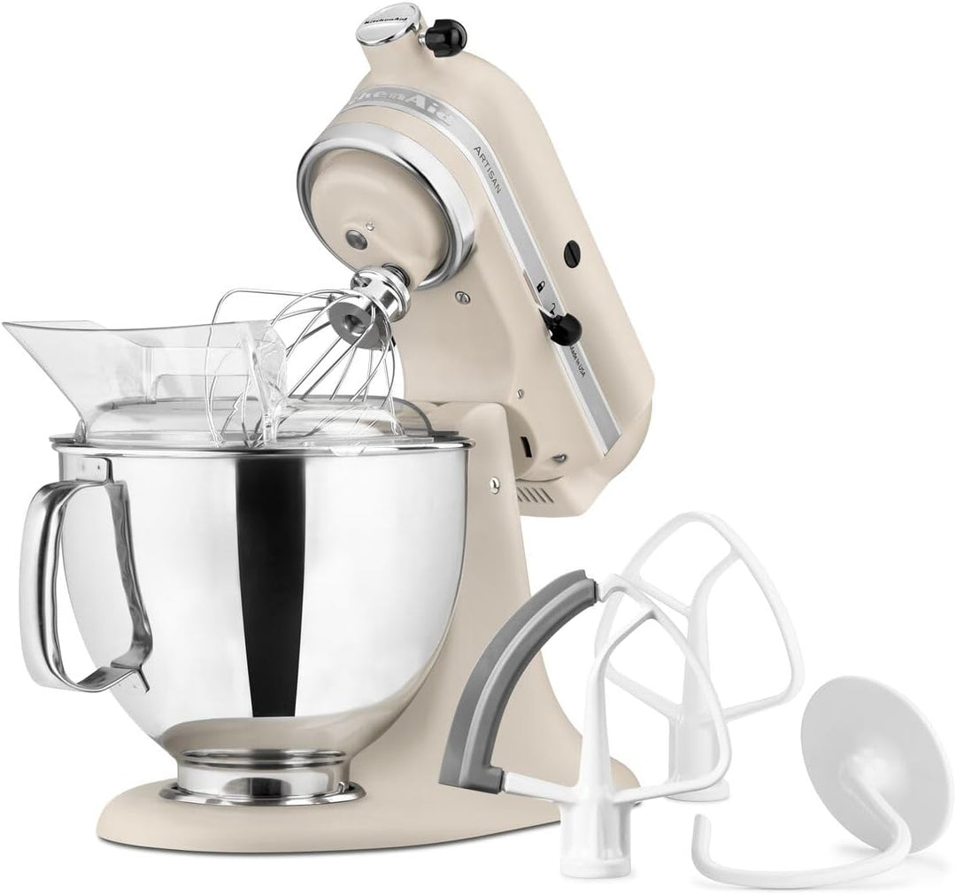 KitchenAid 5KSM175PSEFL Artisan Küchenmaschine, Stainless Steel, Weiss
