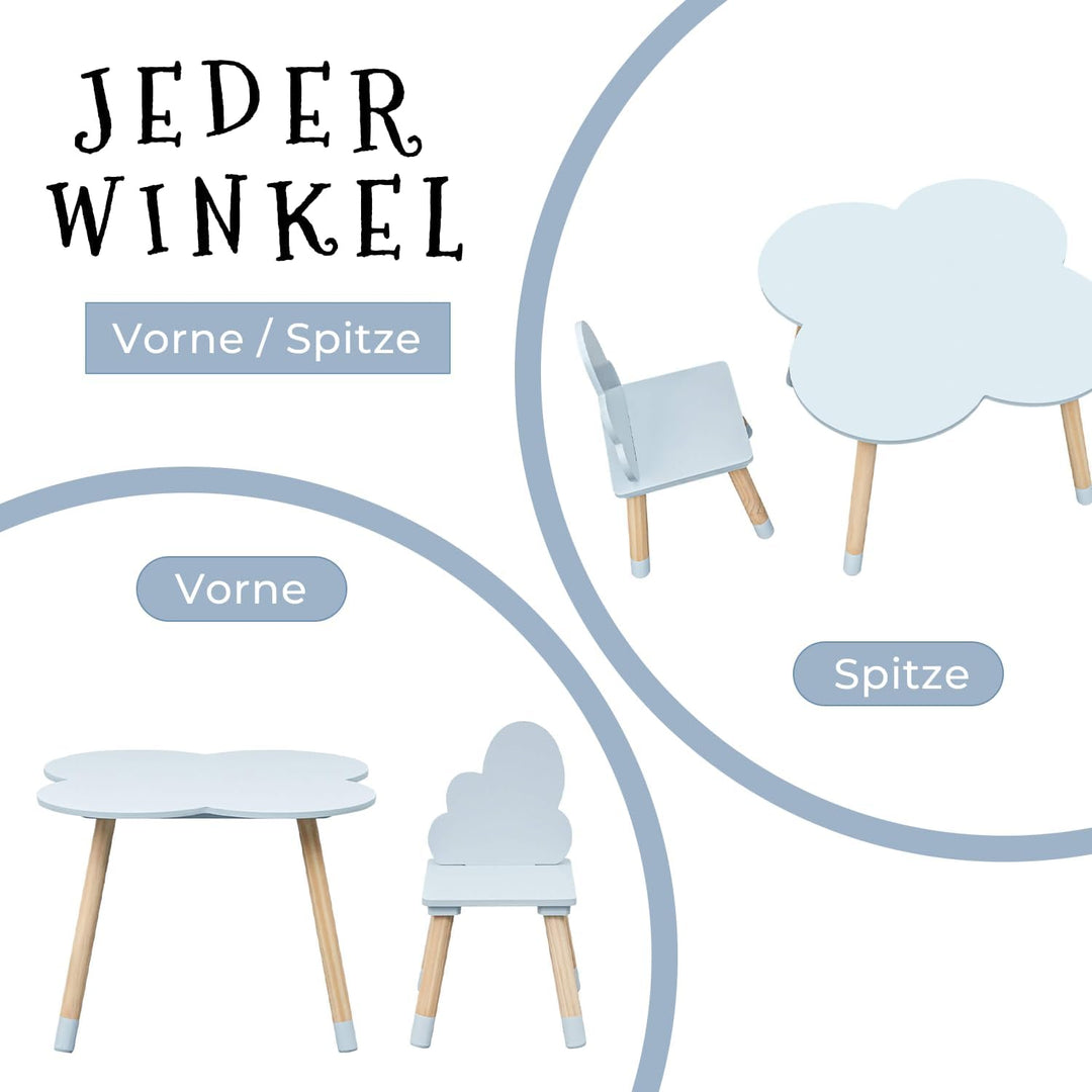 Rebecca Mobili RE7141 Kindertisch- und Stuhlset, Hellblau Braun, MDF-Kiefer, für Spielzimmer, Kinder