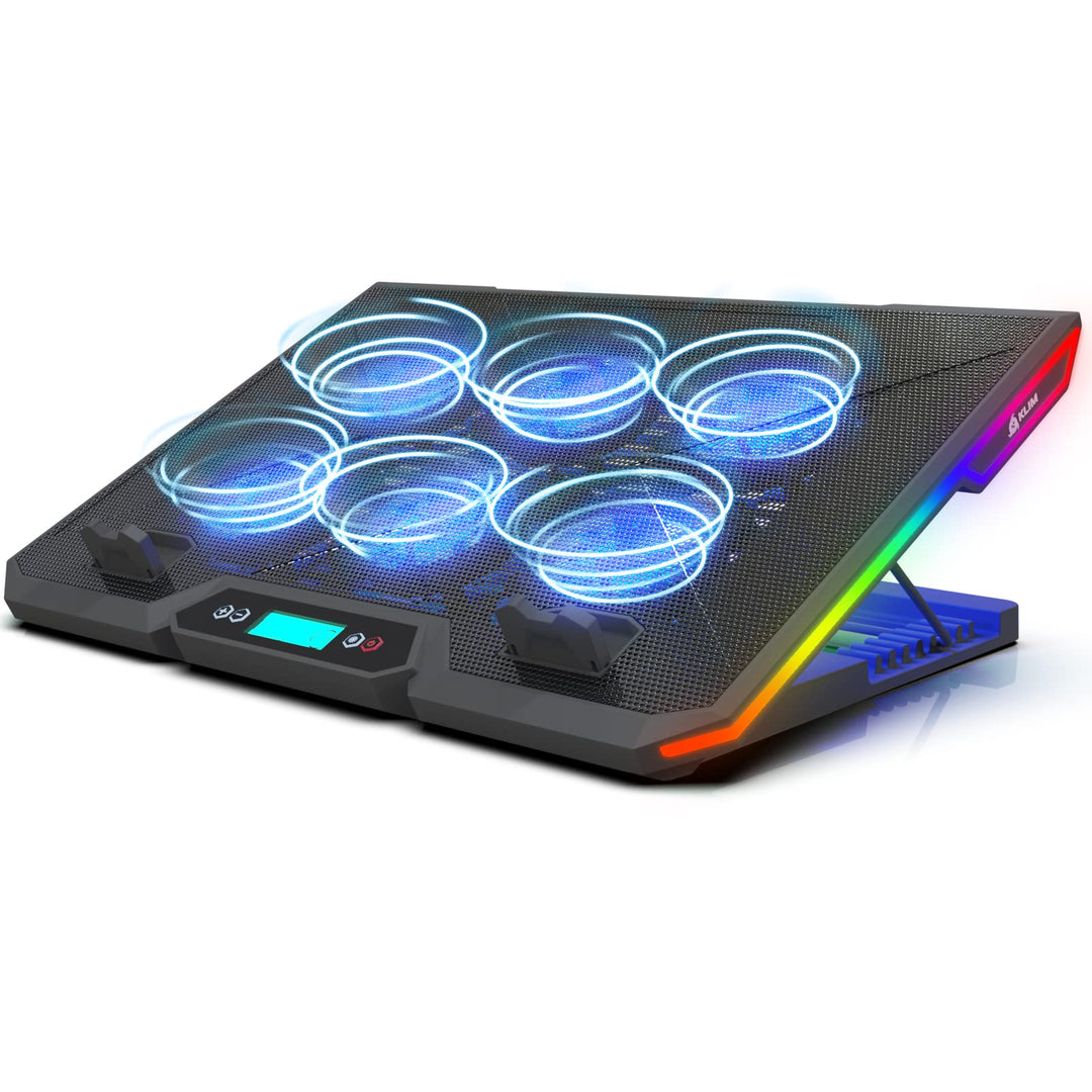 KLIM Glacier Laptop Kühler - NEU 2023-6 Fans Laptop Kühler Stand mit RGB-Hintergrundbeleuchtung - 11