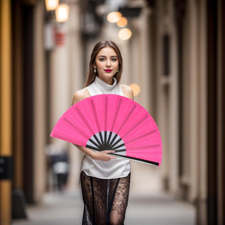 2 Stück Grosse Faltbare Seide Hand Fächer Chinesischer Tai Chi Faltender Handfächer Nylon Tuch Chine