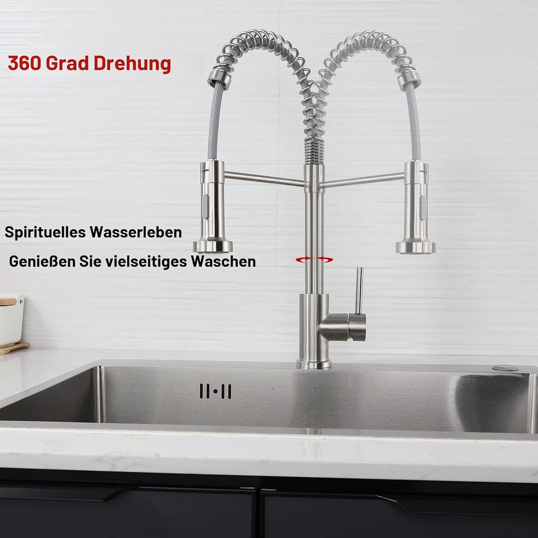 Wasserhahn Küche - Küchenarmatur mit Brause Ausziehbar 360° Schwenkbar Spültischarmatur Küche Mischb