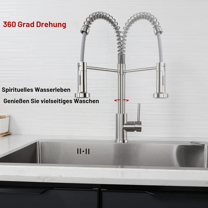 Wasserhahn Küche - Küchenarmatur mit Brause Ausziehbar 360° Schwenkbar Spültischarmatur Küche Mischb