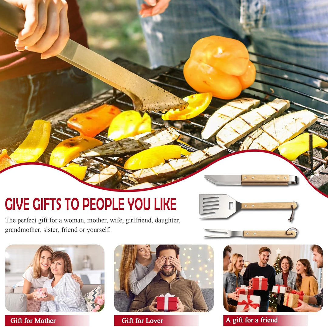 5-in-1 BBQ Werkzeug – Grillzubehör Set mit Spachtel, Messer, Gabel, Fleischklopfer & Flaschenöffner