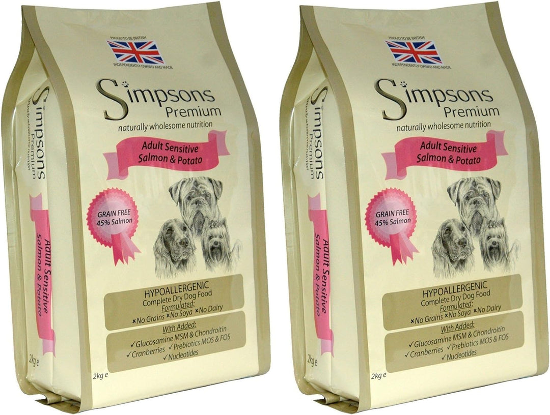 Simpsons Premium Adult Sensitive Lachs und Kartoffeln Trockenfutter für Hunde, 2 x 12 kg