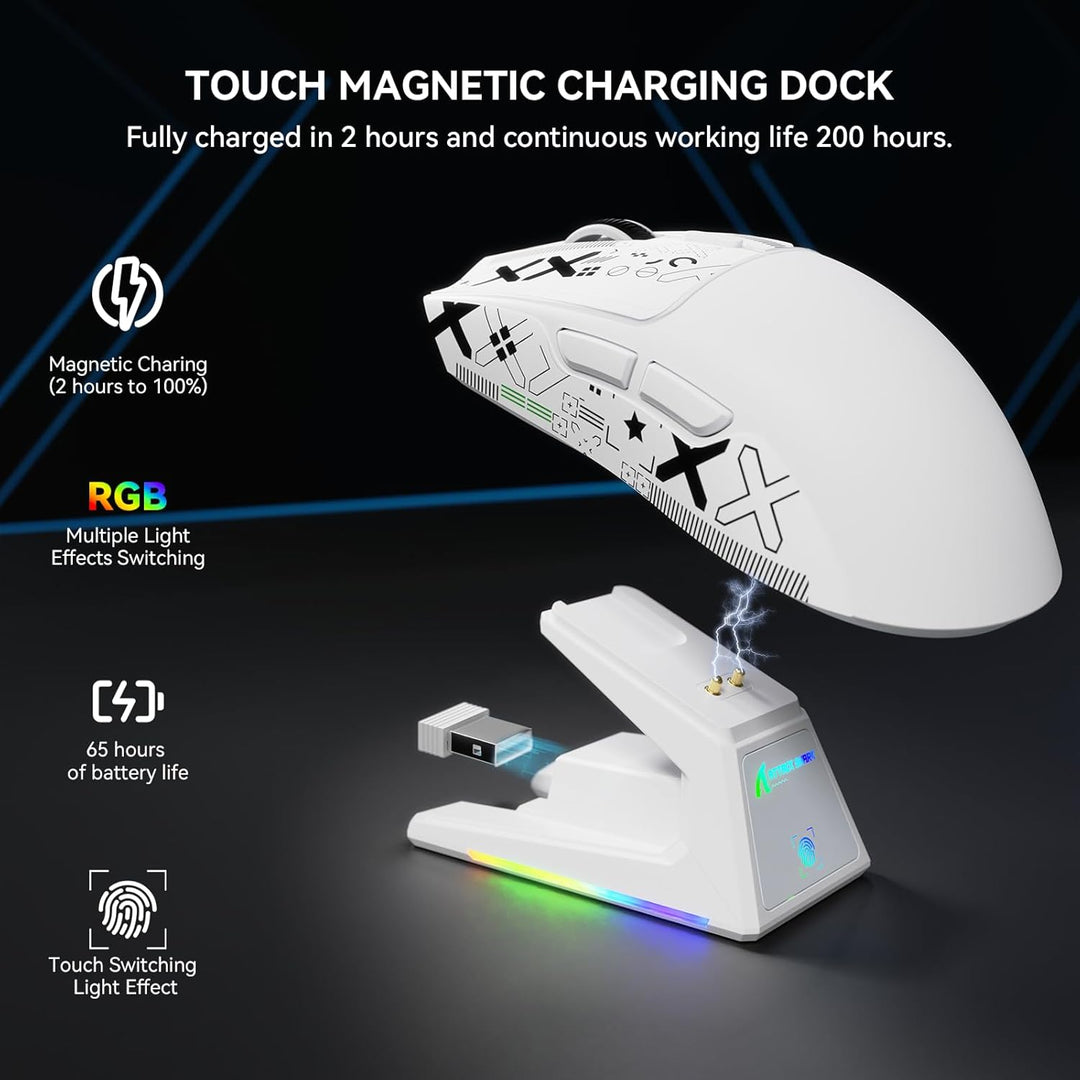 MAMBASNAKE x Attack Shark X1 Gaming-Maus mit Ladestation, 49g Ultralight, 40K DPI PAW3395 PRO-Sensor