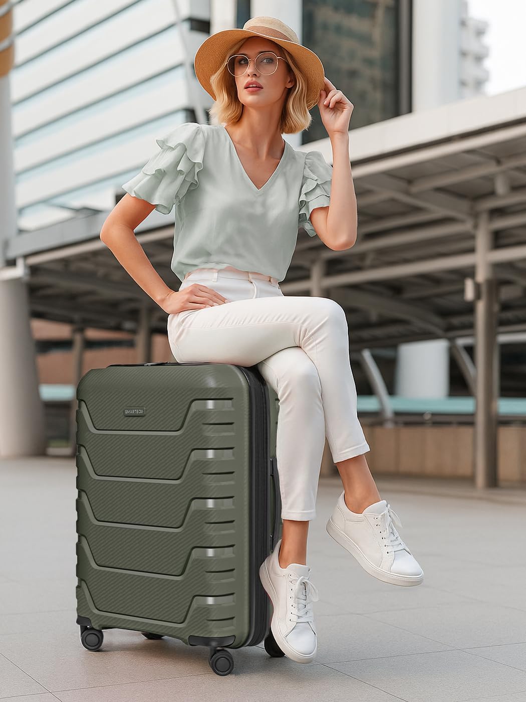 SMARTBOX Hartschalen Check-in Koffer | Mittelgrosser Trolley 45 x 28 x 66 cm von 71 auf 80 Liter erw