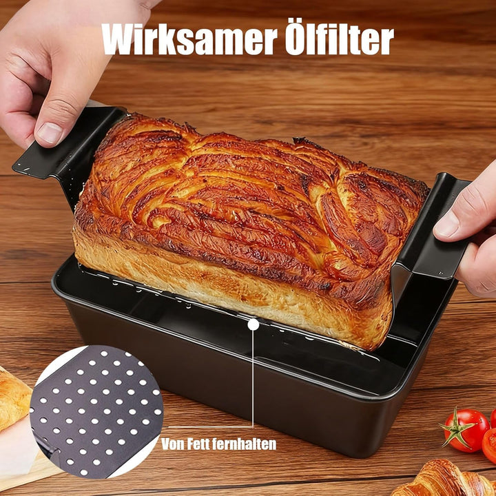 Brotbackform mit herausnehmbarem Einsatz, Klein Brotbackform aus Carbonstahl,25x14.5x17.5cm Schwarz