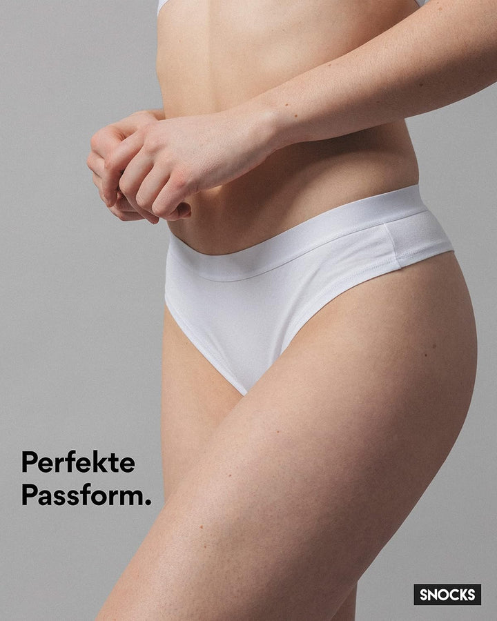 Snocks Brazilian Slip Damen mit Bund aus Bio-Baumwolle (3er Pack) - Damenunterwäsche mit Perfekter P