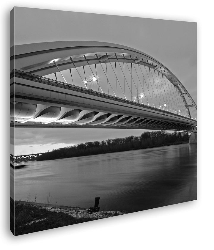 deyoli Moderne Hängebrücke Format: 70x70 Effekt: Schwarz&Weiss als Leinwandbild, Motiv fertig gerahm
