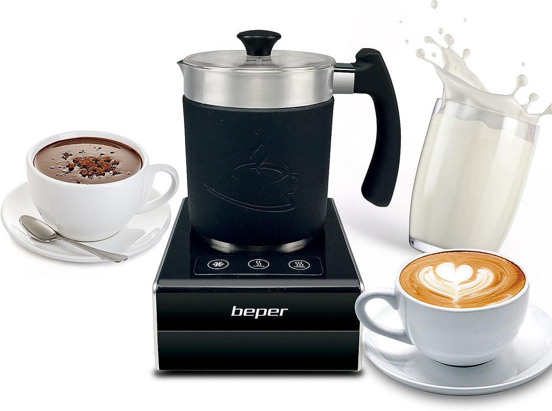 BEPER BB.200 Automatischer Milchaufschäumer, 650, ABS, 500 milliliters, Schwarz/Silber