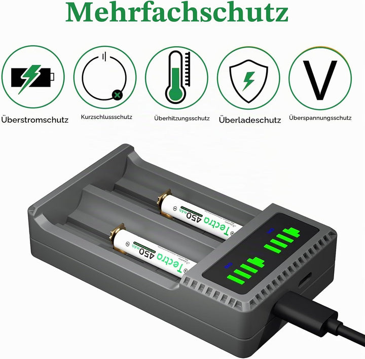 DuraPro 4X Akku AAAA Batteries + LED USB Ladegerät für Stylus Pens, Stirnlampen, Quadruple A,Quad A,
