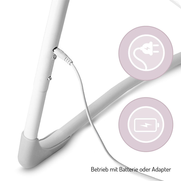 MoMi Babywippe LISS für Babys bis 9 kg, faltbar, Batterie- oder Netzbetrieb, Netzteil mit USB-Kabel,