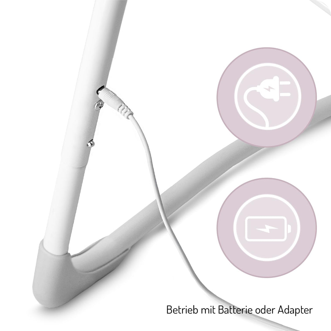 MoMi Babywippe LISS für Babys bis 9 kg, faltbar, Batterie- oder Netzbetrieb, Netzteil mit USB-Kabel,