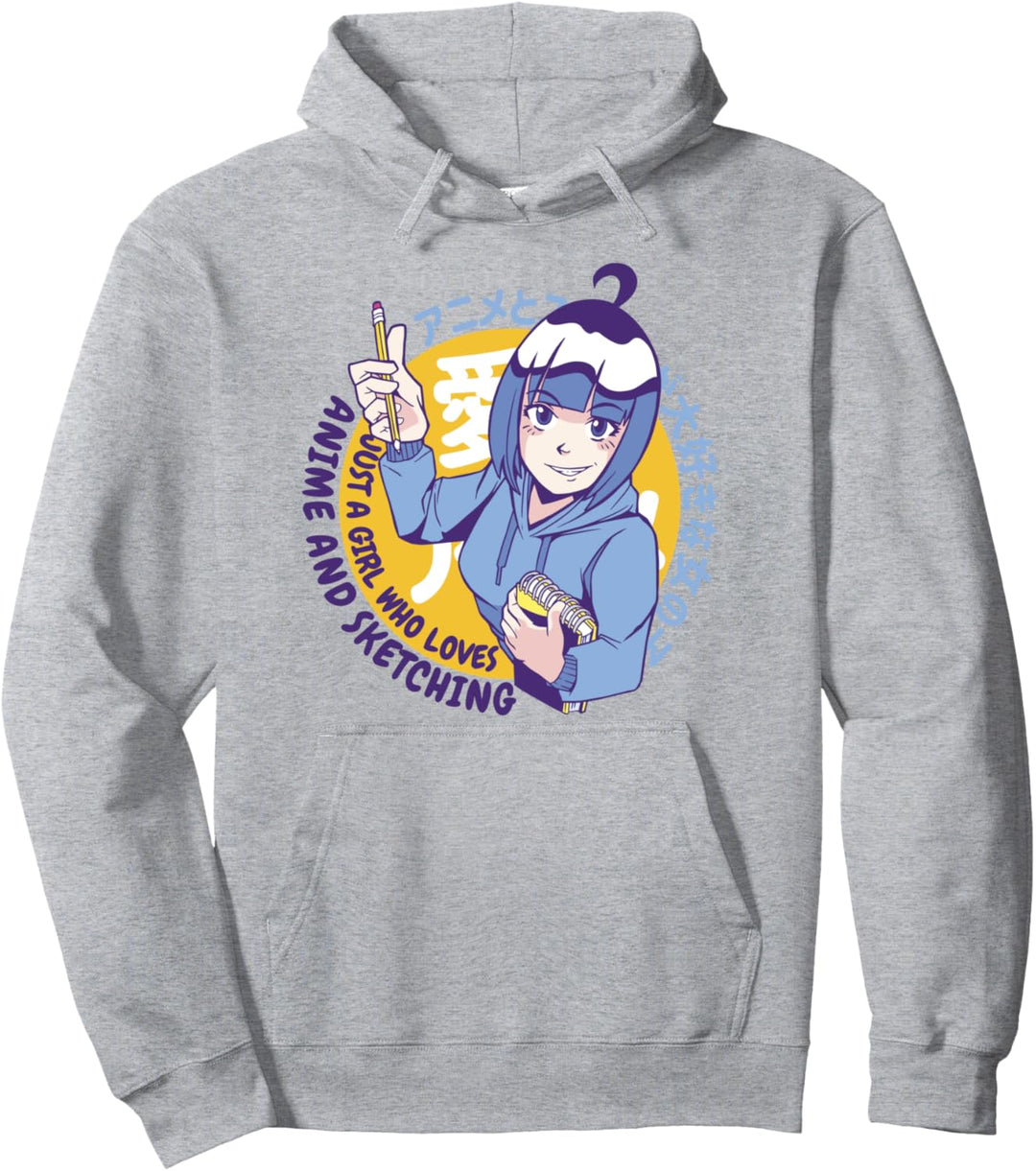 Just a Girl who Loves Anime and Sketching Zeichnen Mädchen Pullover Hoodie