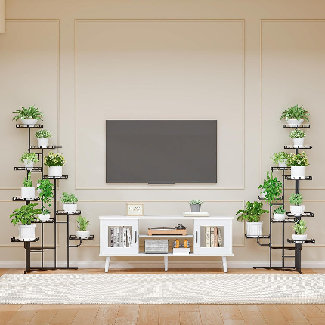 Quikraen 9 Ebenen Blumenständer, Pflanzenständer, 150cm, Metall, Schwarz | L-förmiges Design Pflanze