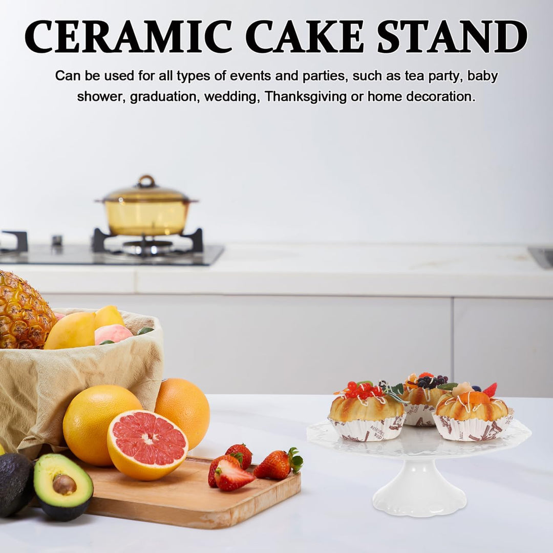 DOITOOL Kuchenplatte Mit Fuss Keramik Kuchen Display Stehen Runde Cupcake Stehen Dessert Turm Cupcak