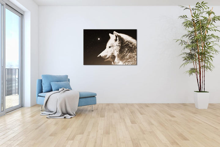 deyoli einsamer stolzer Wolf Format: 100x70 Effekt: Sepia als Leinwandbild, Motiv fertig gerahmt auf