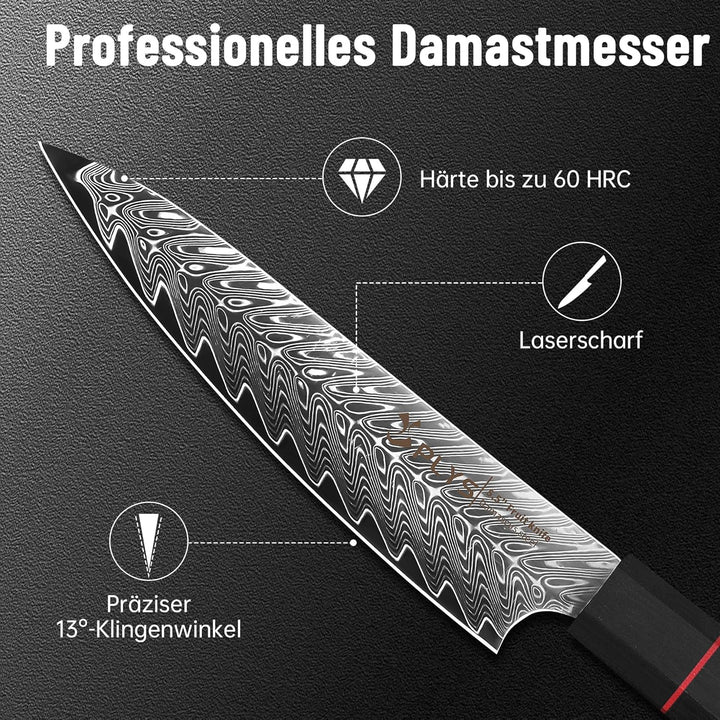 Damast Obstmesser Gemüsemesser Damastmesser Profi: 14CM, Scharfes Schälmesser, 67-lagiger Damaststah