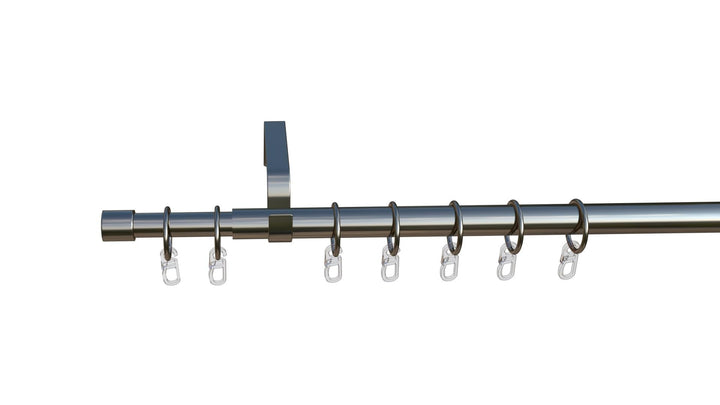 Tilldekor Komplettset, ausziehbare Gardinenstange Andrax, edelstahl-optik, Ø 16/19 mm, 1-Lauf, 120-2