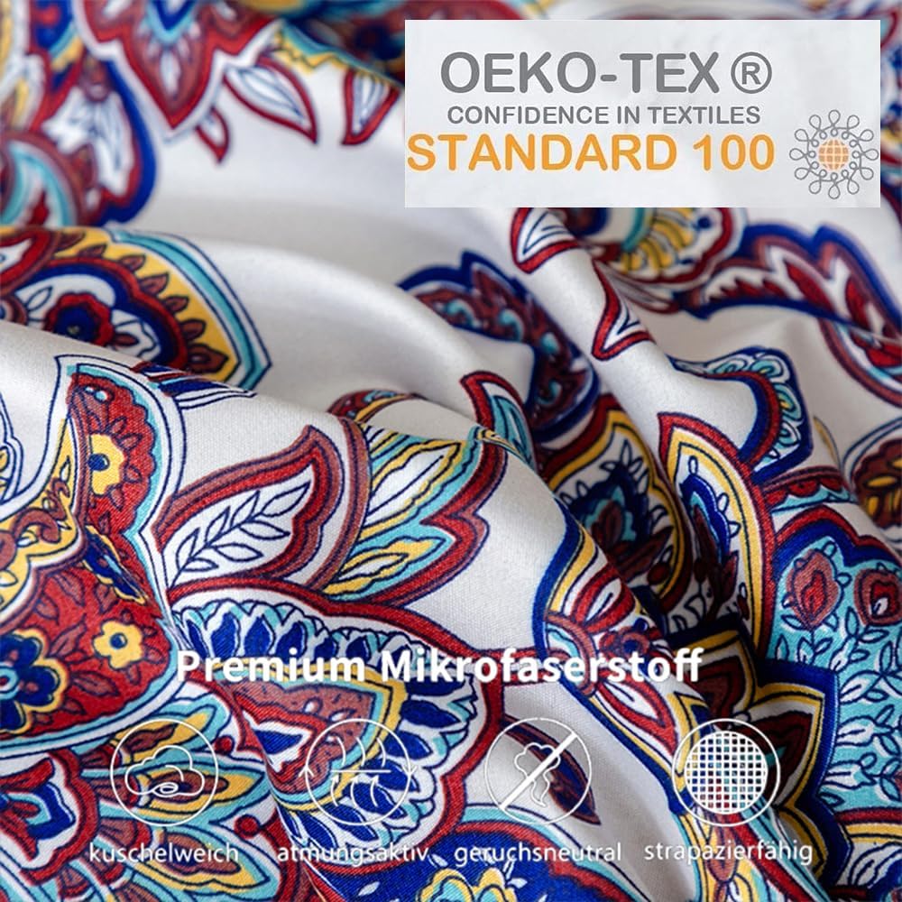 Freyamy Bohemian Bettwäsche 135x200cm 2teilig Boho Indischen Mandala Bettwaren-Sets Bunt Vintage Exo