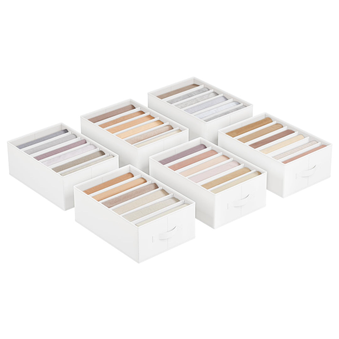 SONGMICS Kleiderschrank-Organizer 6er Set, Aufbewahrungsbox 6 Fächer, Schubladen-Ordnungssystem, Ord