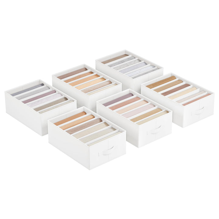 SONGMICS Kleiderschrank-Organizer 6er Set, Aufbewahrungsbox 6 Fächer, Schubladen-Ordnungssystem, Ord