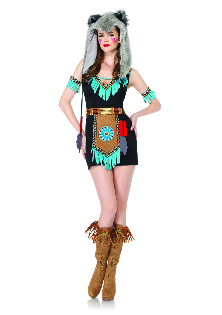 Leg Avenue 85205 - Wolf Warrior Kostüm Set, 4-teilig, Grösse M/L, braun