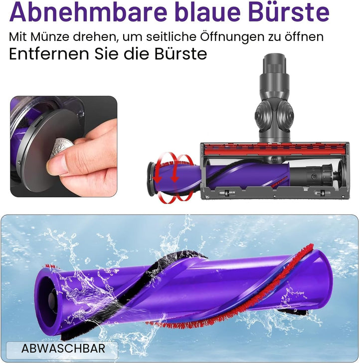 Elektrische Bürste kompatibel für Dyson V7 V8 V10 V11 V15，Ersatzteil Direktantrieb Reiniger Kopf Tur
