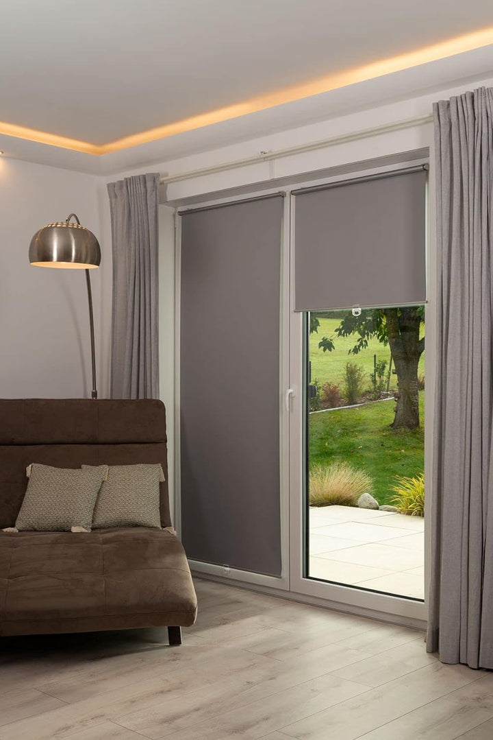 K-home Verdunklungsrollo/Springrollo, Grau, 100 cm x 150 cm (B x L) Grau 100 x 150 cm, Grau 100 x 15