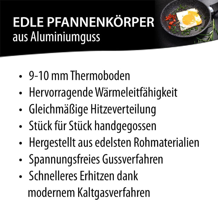 Stoneline Wok Made in Germany 32cm, mit abnehmbaren Griff, Aluguss, Wok Pfanne beschichtet mit echte