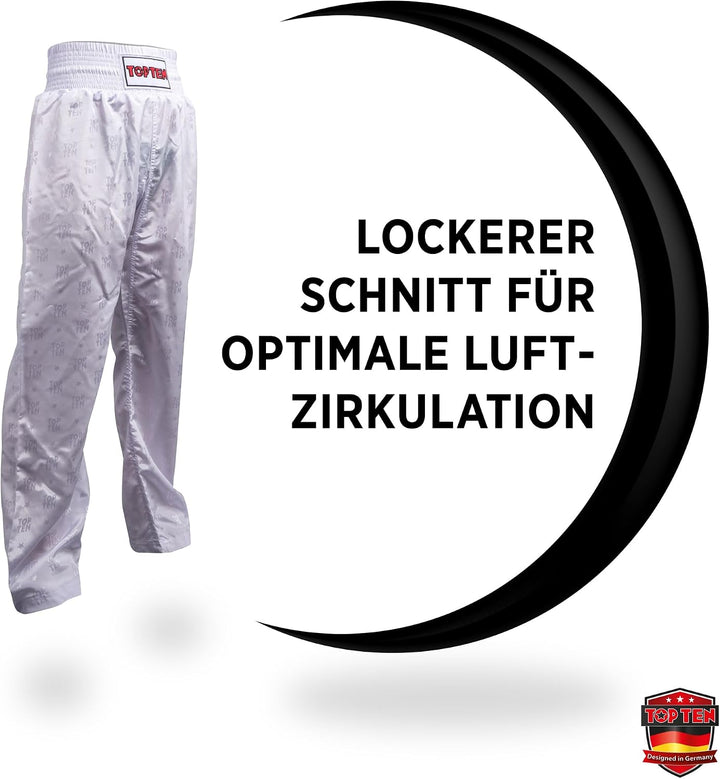 TOP TEN Kickboxhose „Classic“ L Weiss - Weiss, L Weiss - Weiss