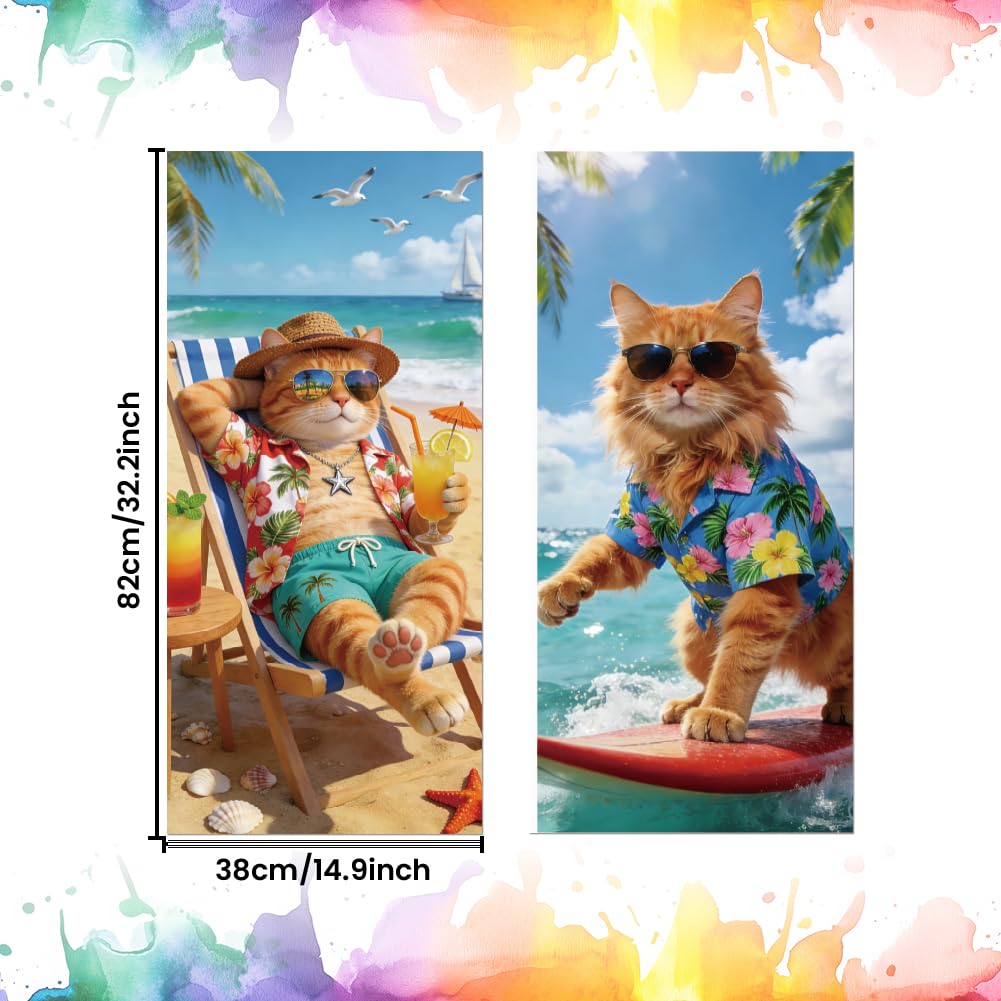 ANATTASOUL Mülleimer Aufkleber, 2 Blätter Mülltonnen Aufkleber 38×82cm Urlaubs Katze Selbstklebend A