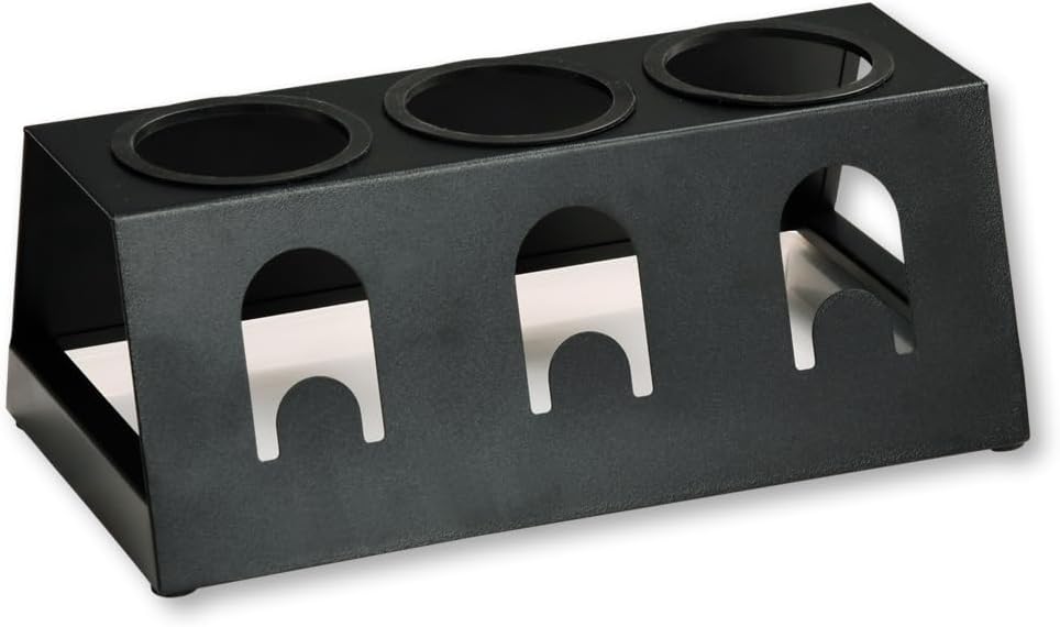 Kesper | Flaschenhalter für 3 Flaschen, Metall schwarz mattiert, mit Abtropfschale, Masse: 32 x 17 x