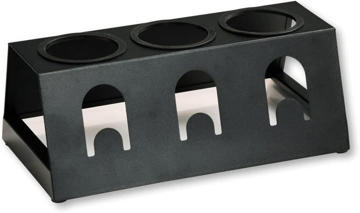 Kesper | Flaschenhalter für 3 Flaschen, Metall schwarz mattiert, mit Abtropfschale, Masse: 32 x 17 x