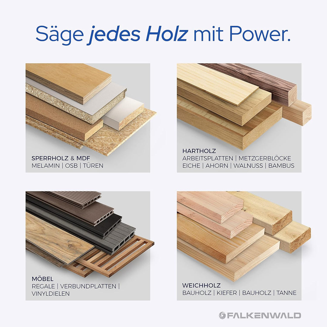 FALKENWALD® Akku Sägeblatt 254x30 Ideal für Holz - Kompatibel mit Bosch PTS 10, Bosch Sägeblatt 254x