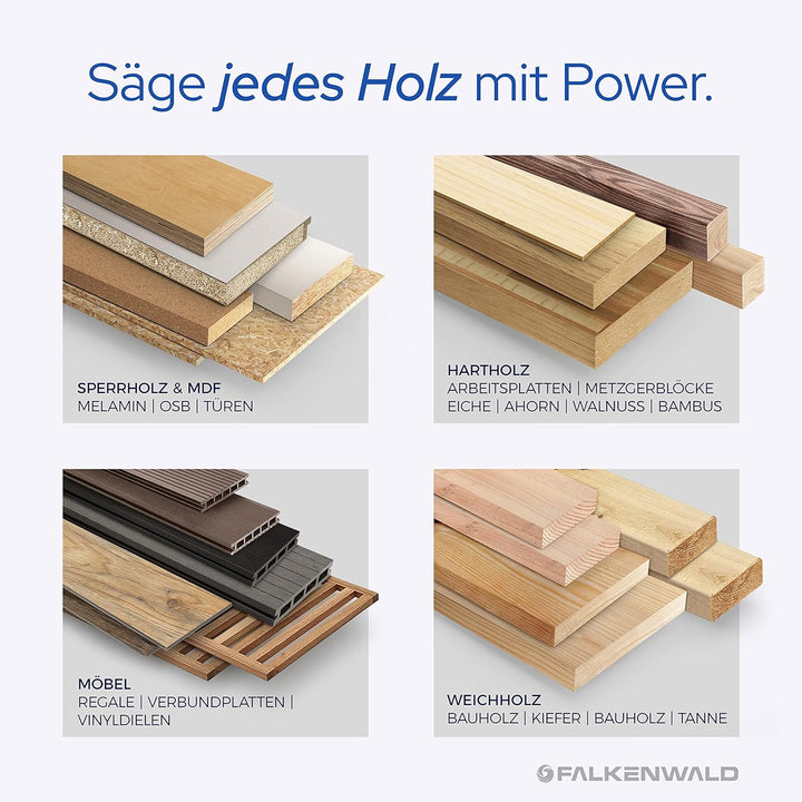 FALKENWALD® Akku Sägeblatt 254x30 Ideal für Holz - Kompatibel mit Bosch PTS 10, Bosch Sägeblatt 254x