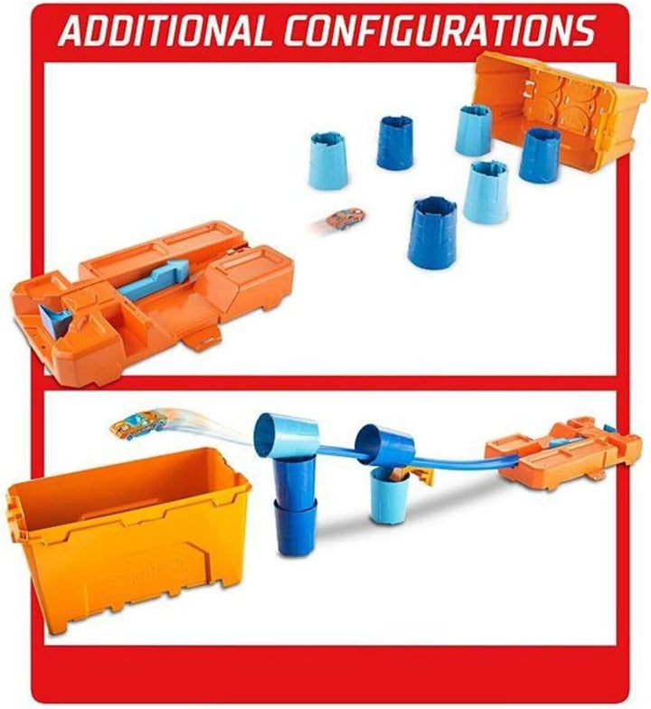 Hot Wheels GCF91 - Track Builder Fässer-Stunt Box und Starter, Spielzeug Autorennbahn ab 6 Jahren TR