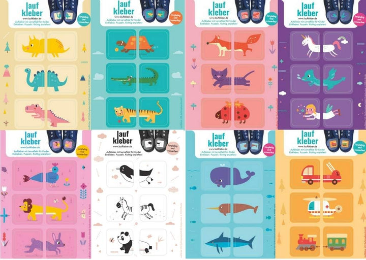 Schuhe anziehen spielerisch lernen, für Kinder zur Vermeidung von Entenfüssen, Aufkleber im 8er Set,